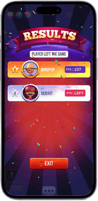 point ludo result screen